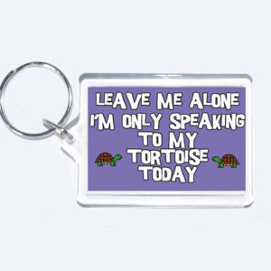 Tortoise Slogan Novelty Keyring - "Leave Me Alone I'm Only Speaking To My Tortoise Today"